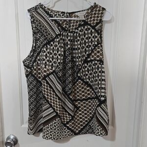 Christopher & Banks Sleeveless Blouse XL Brown Black White Animal Print Top